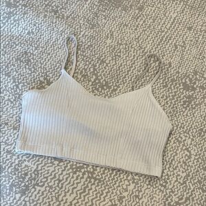White Ribbed Crop Top